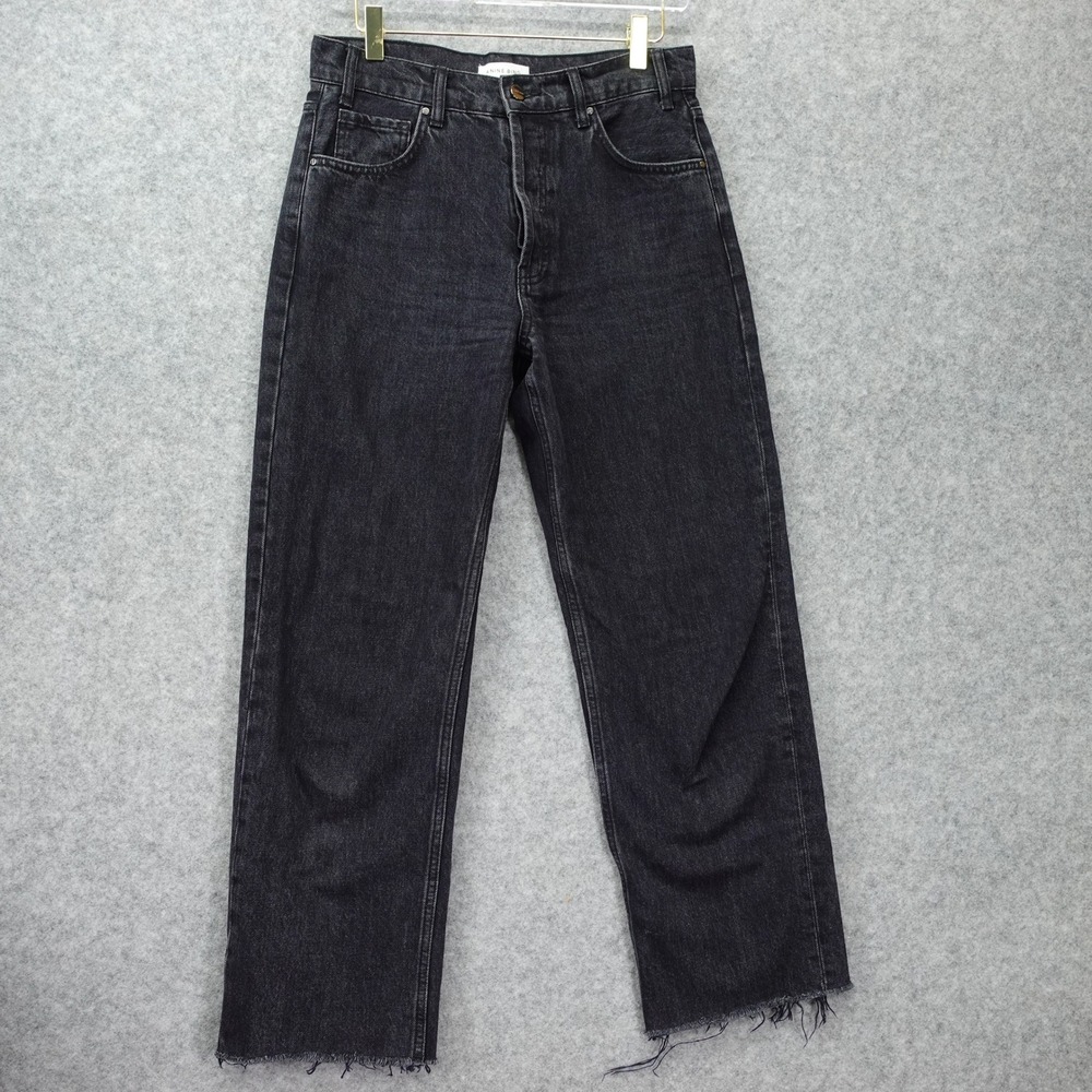 Womens Faded Black Jeans 26 Button Fly High Waisted Frayed Hem Anine Bing 29x28